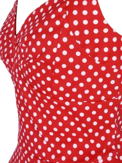 Clearance Retro Stage 1950s Polka Dot Halter Swing Dress Red