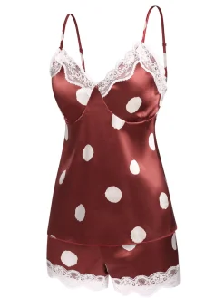 New Retro Stage 1950s Polka Dot Lace Camisole Sleepwear