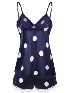 New Retro Stage 1950s Polka Dot Lace Camisole Sleepwear
