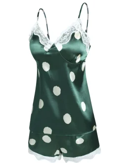 New Retro Stage 1950s Polka Dot Lace Camisole Sleepwear