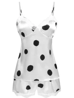 Best Retro Stage 1950s Polka Dot Lace Camisole Sleepwear