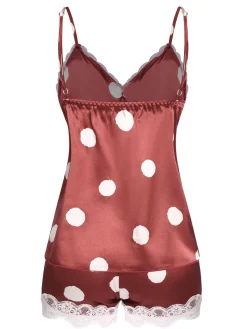 Sale Retro Stage 1950s Polka Dot Lace Camisole Sleepwear