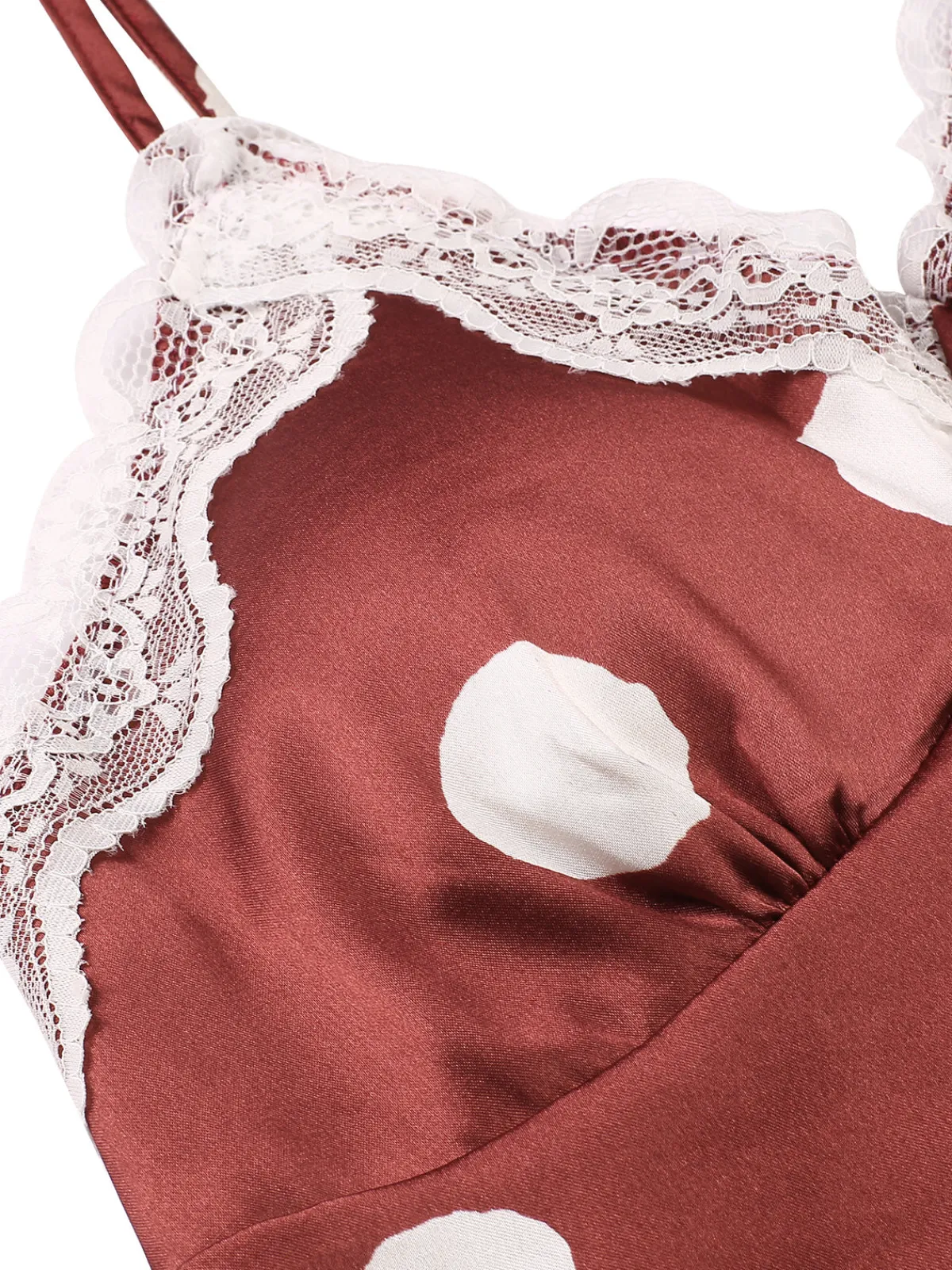 Sale Retro Stage 1950s Polka Dot Lace Camisole Sleepwear