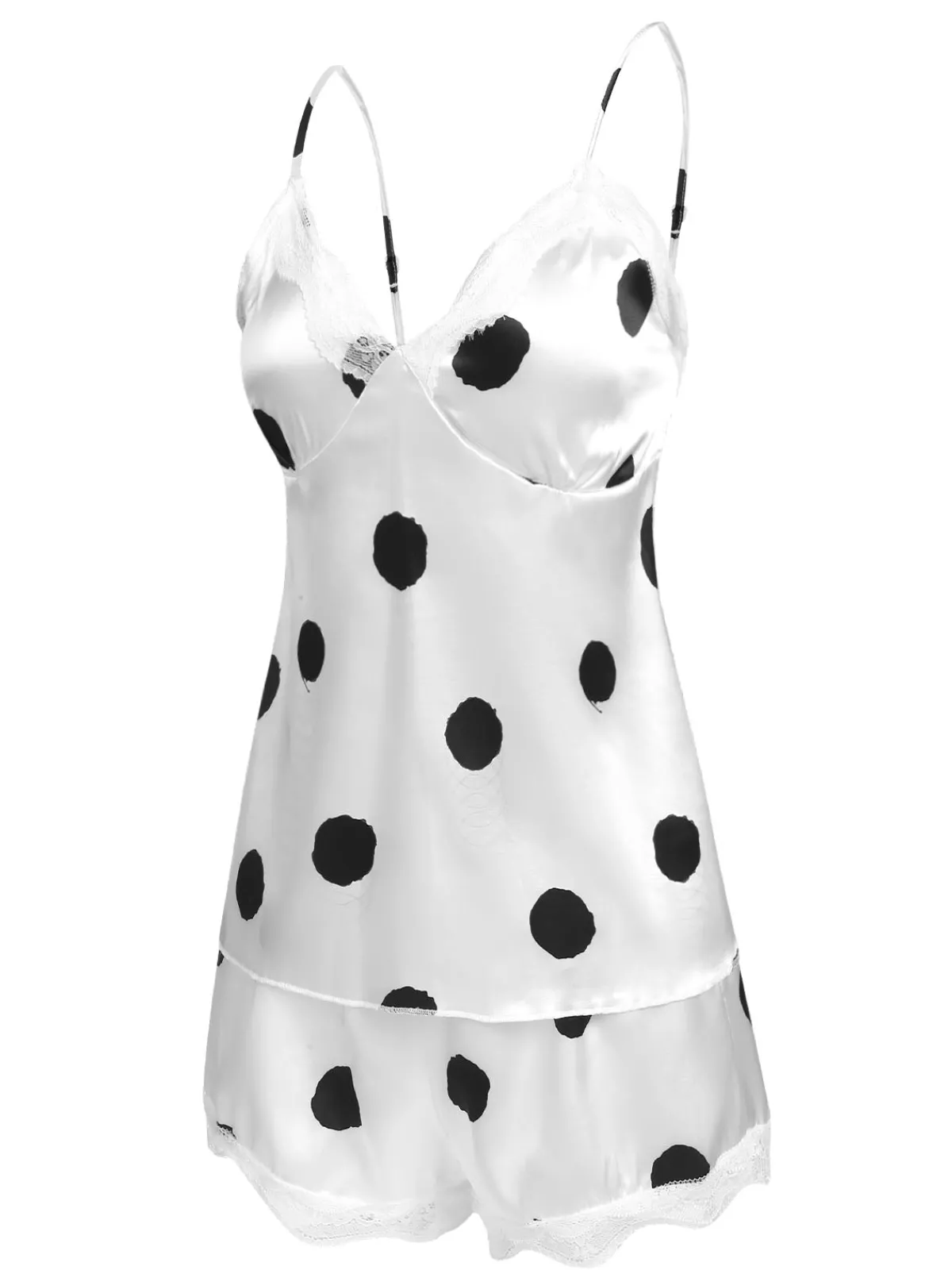 Sale Retro Stage 1950s Polka Dot Lace Camisole Sleepwear