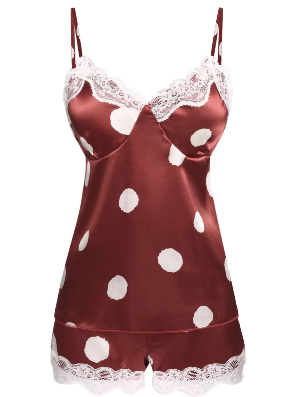 Hot Retro Stage 1950s Polka Dot Lace Camisole Sleepwear