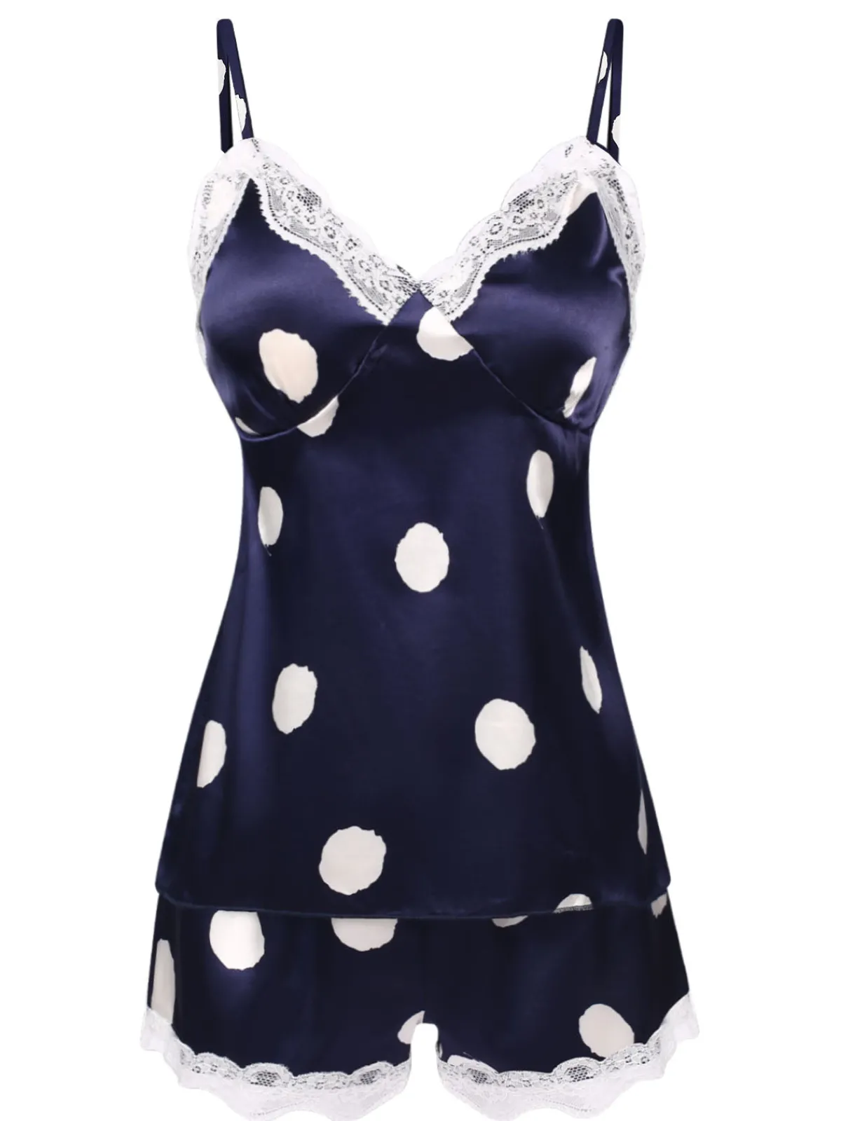 Hot Retro Stage 1950s Polka Dot Lace Camisole Sleepwear