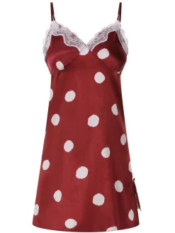Discount Retro Stage 1950s Polka Dot Lace Spaghetti Straps Sleepwear