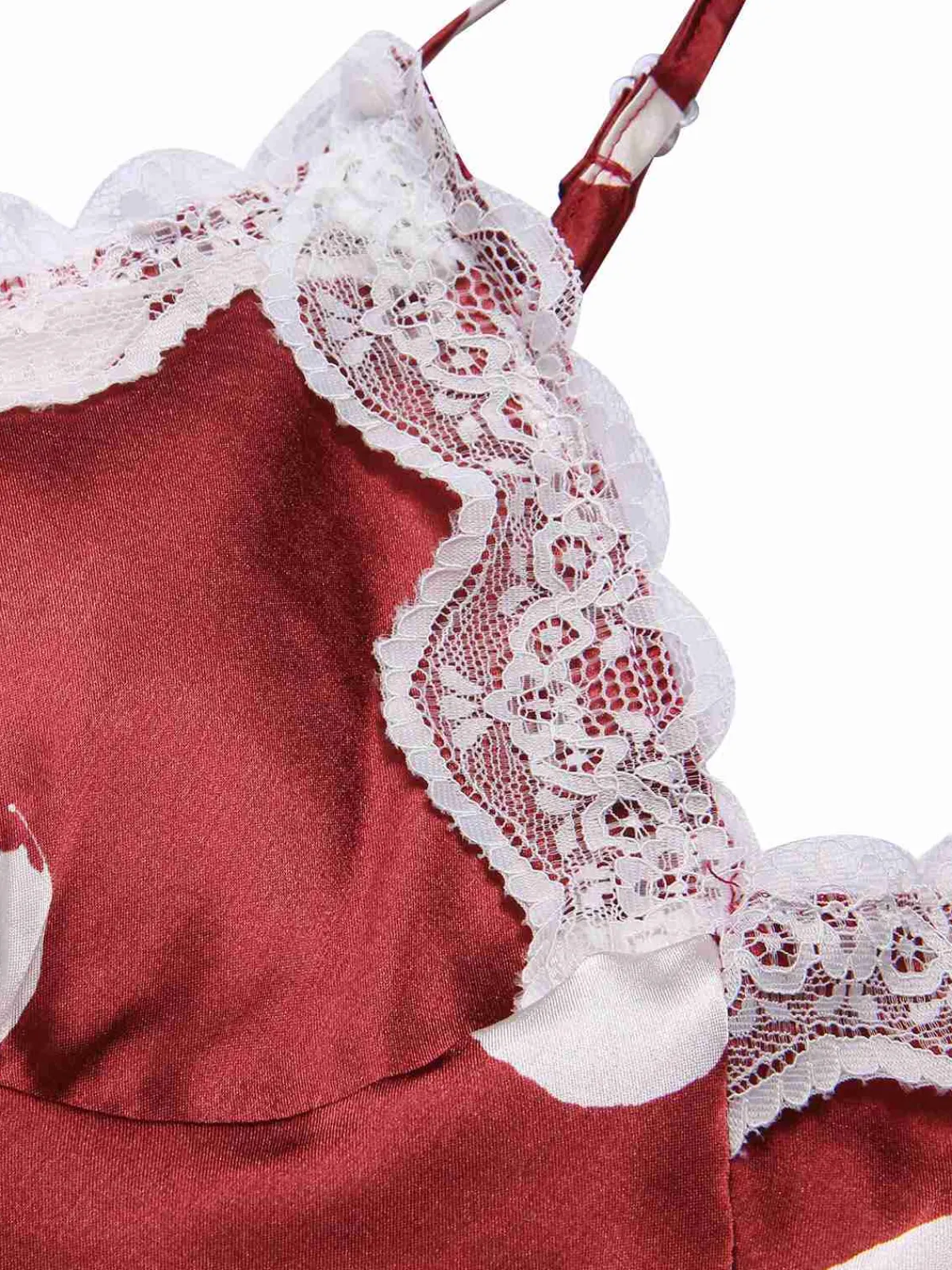 Discount Retro Stage 1950s Polka Dot Lace Spaghetti Straps Sleepwear