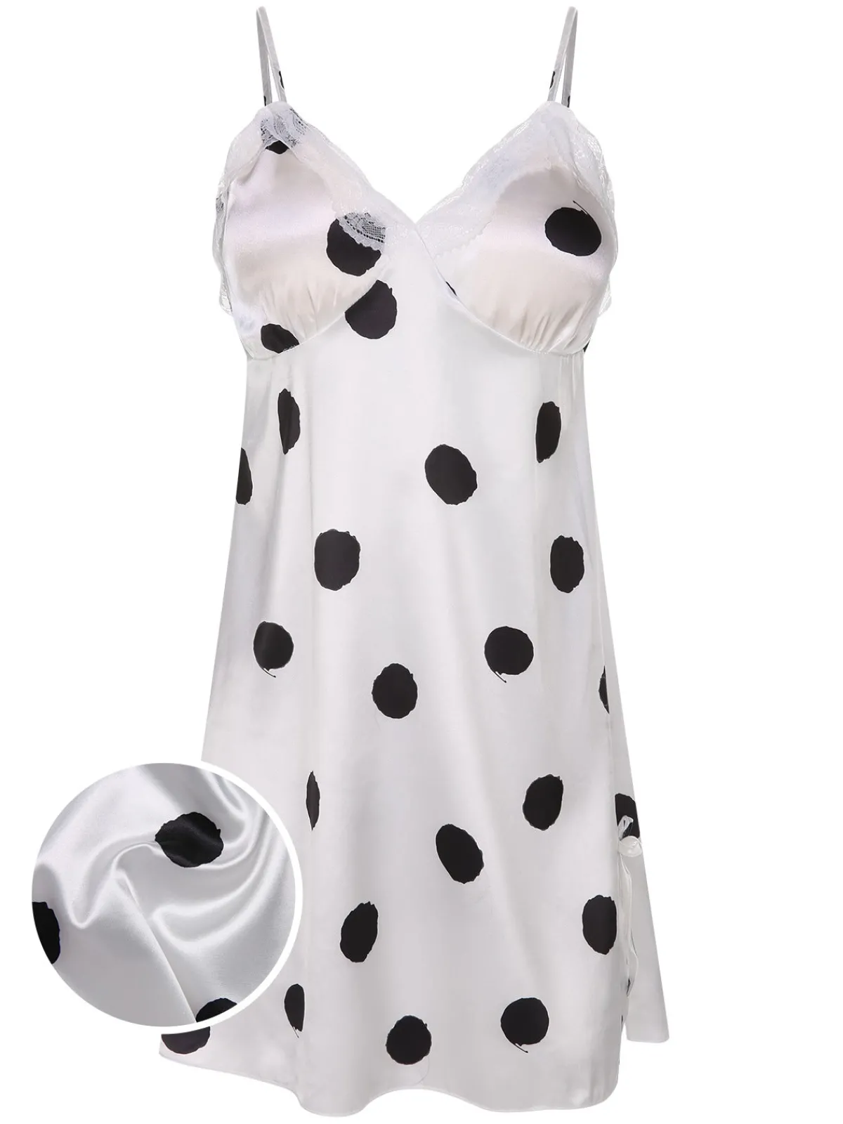 Discount Retro Stage 1950s Polka Dot Lace Spaghetti Straps Sleepwear