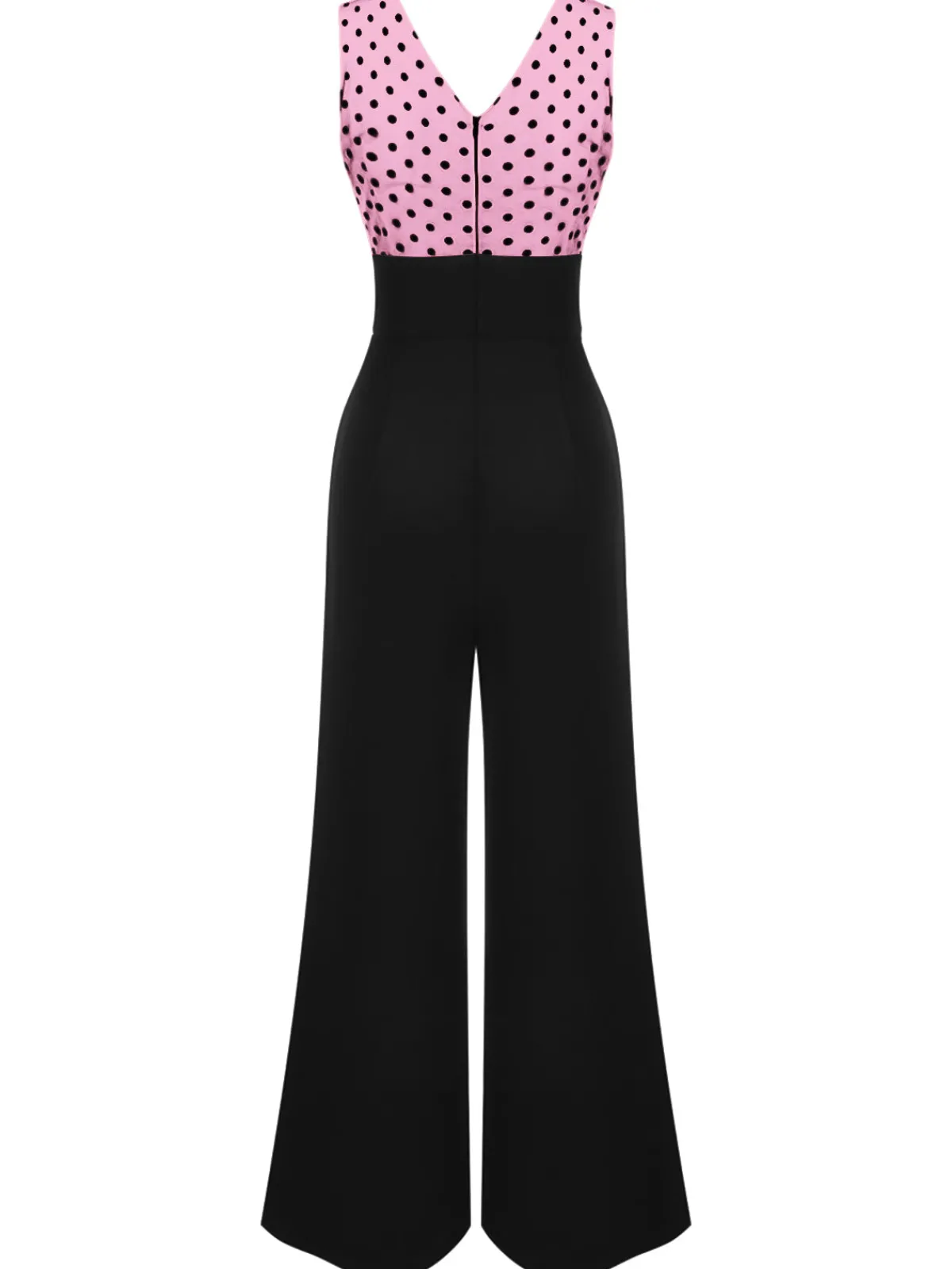 Clearance Retro Stage 1930s Polka Dot Patchwork Button Jumpsuit