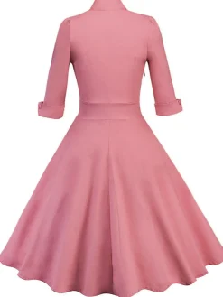 Hot Retro Stage 1950s Polka Dot Patchwork Dress Pink