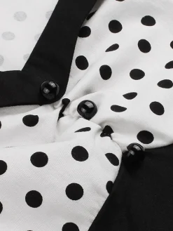 Hot Retro Stage 1950s Polka Dot Patchwork Swing Dress