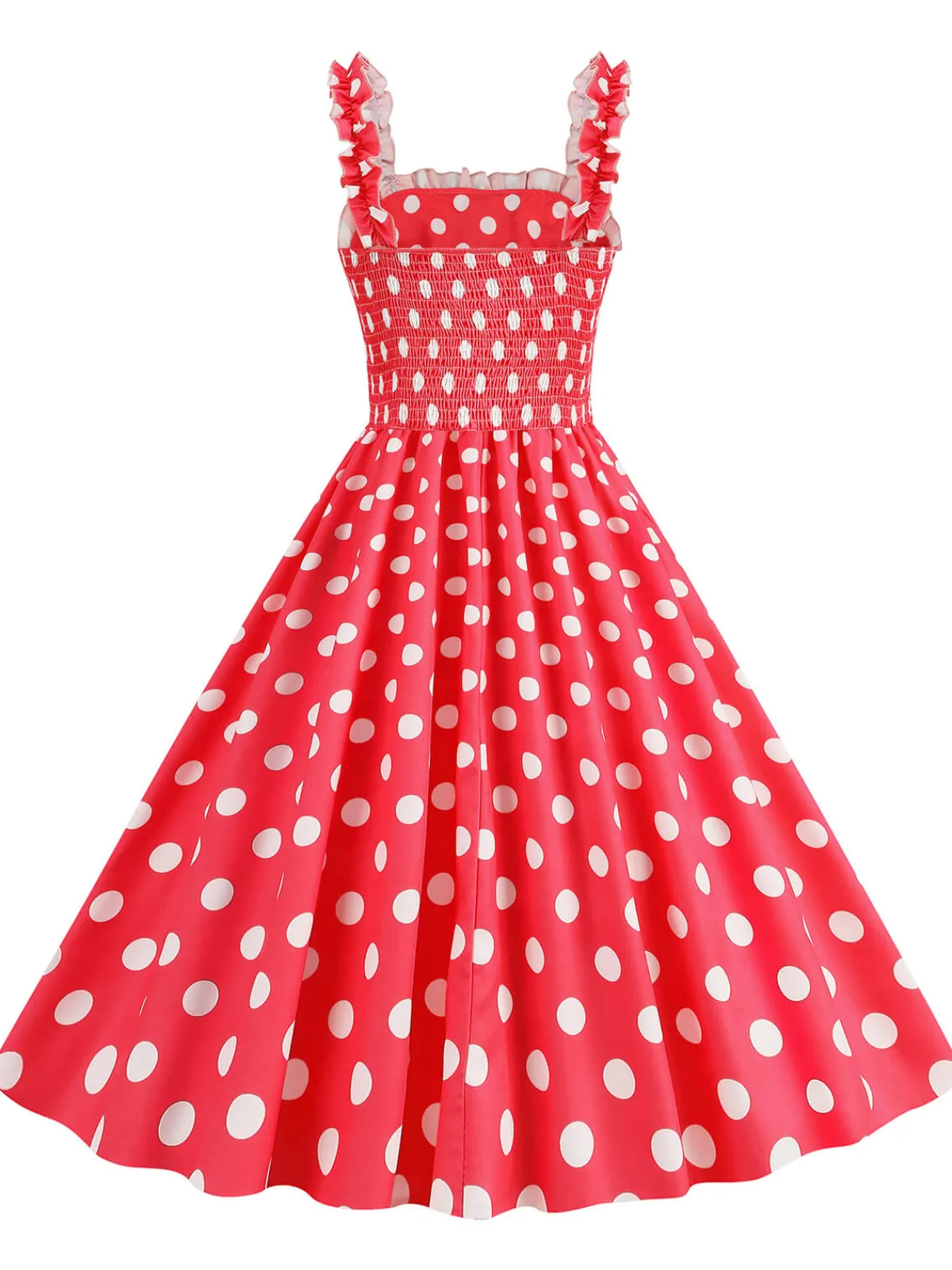 Best Retro Stage 1950s Polka Dot Smocking Strap Dress