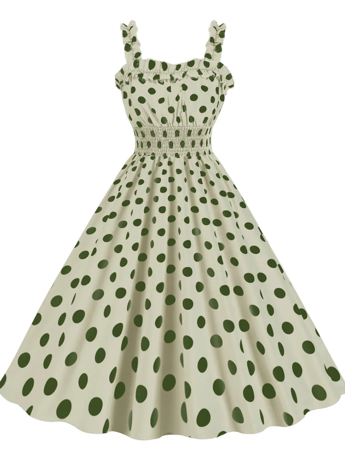 Best Retro Stage 1950s Polka Dot Smocking Strap Dress