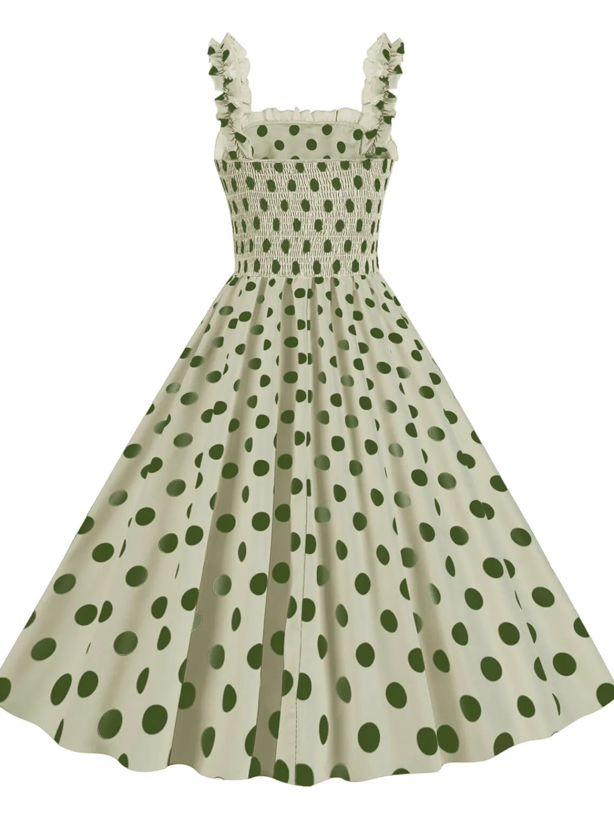 Best Retro Stage 1950s Polka Dot Smocking Strap Dress