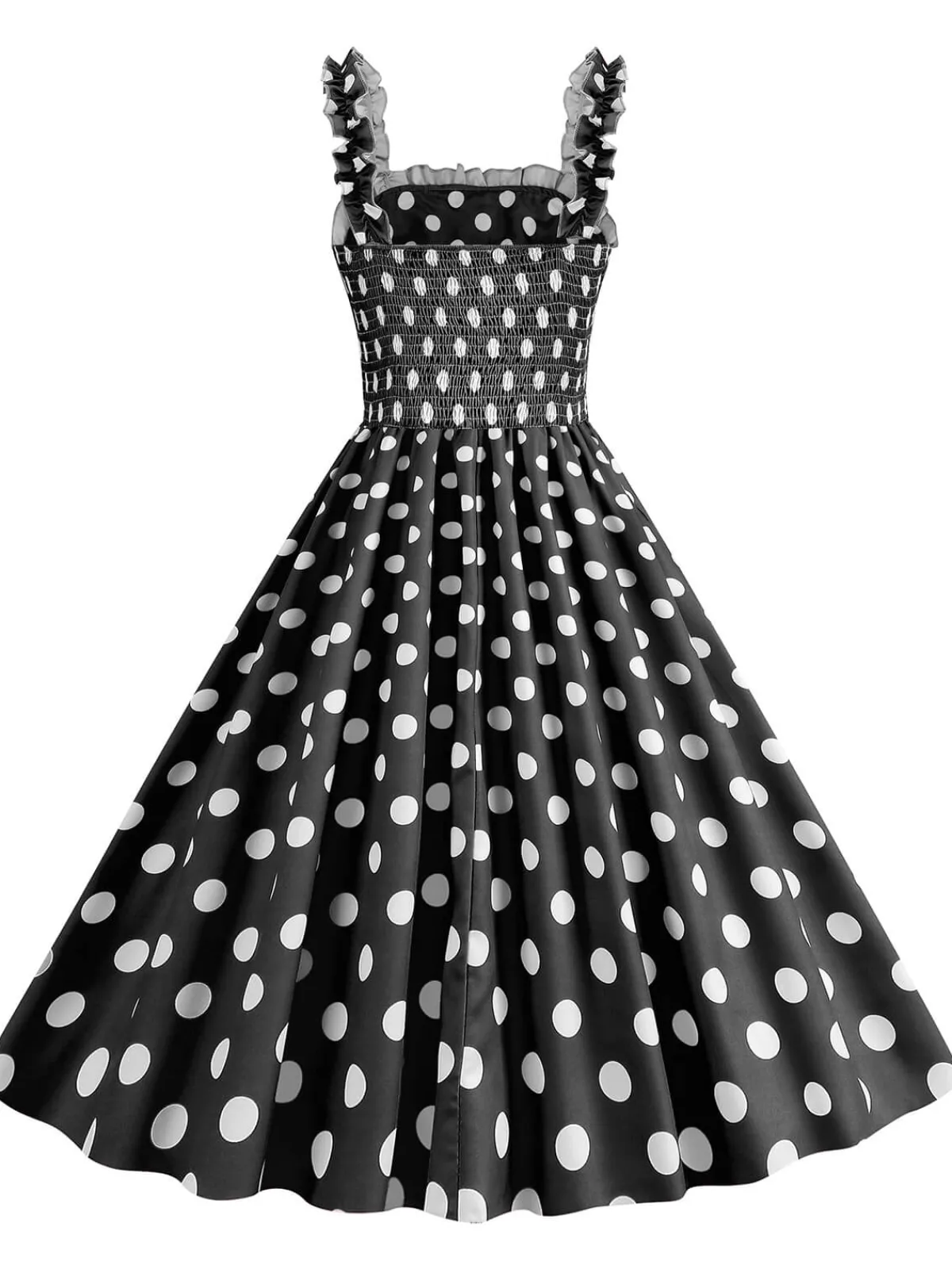Best Retro Stage 1950s Polka Dot Smocking Strap Dress