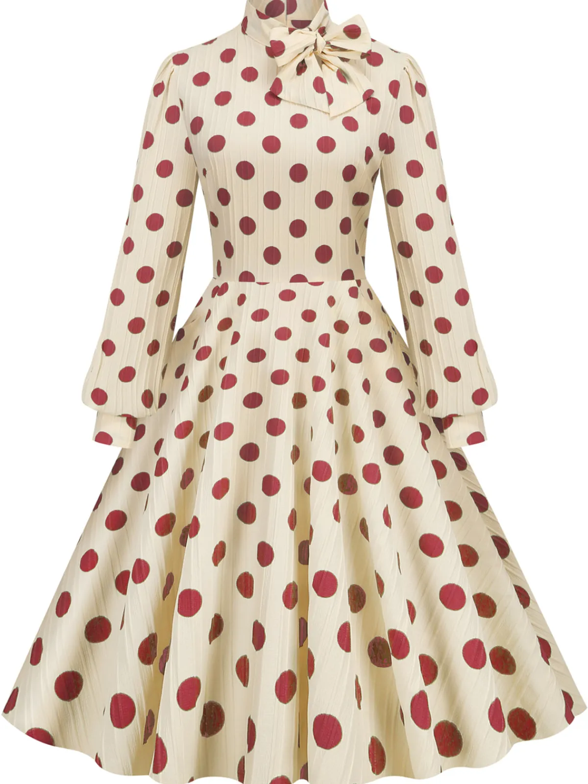Hot Retro Stage 1950s Polka Dots Bowknot Swing Dress