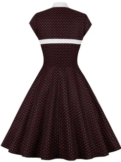 Best Retro Stage 1950s Polka Dots Heart Collar Dress