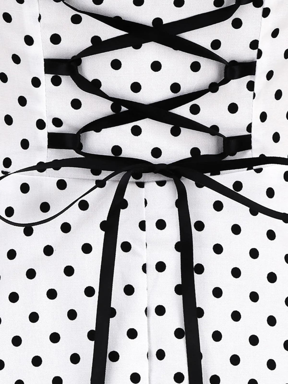 Discount Retro Stage 1950s Polka Dots Lace Up Halter Swing Dress