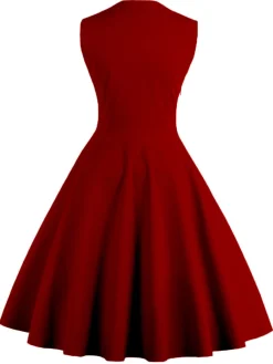 Outlet Retro Stage 1950s Polka Dots Lapel Patchwork Swing Dress