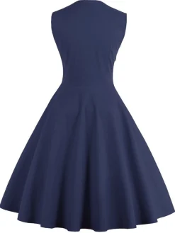 Outlet Retro Stage 1950s Polka Dots Lapel Patchwork Swing Dress