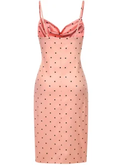 Outlet Retro Stage 1930s Polka Dots Spaghetti Straps Satin Nightgown