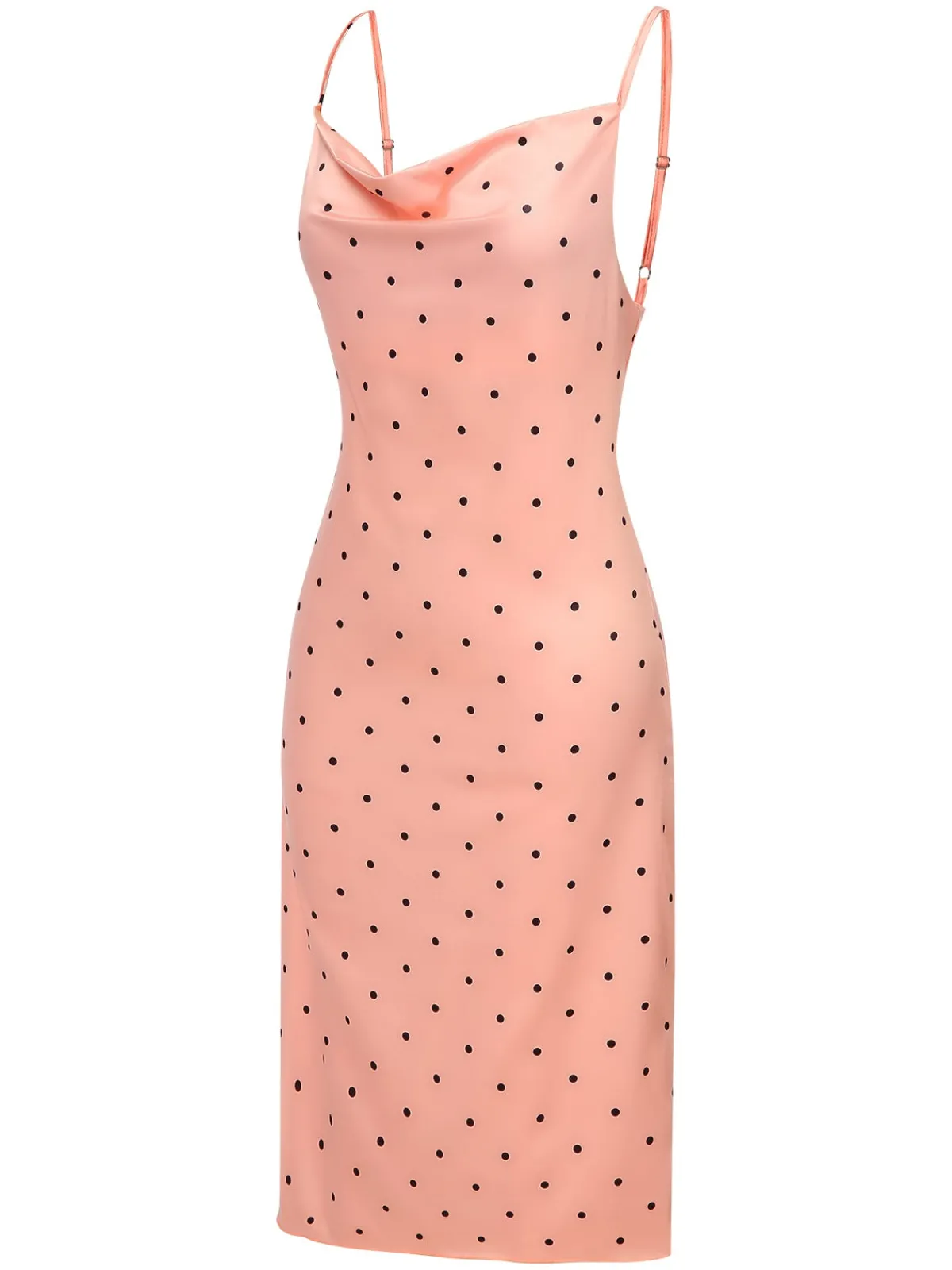 Outlet Retro Stage 1930s Polka Dots Spaghetti Straps Satin Nightgown