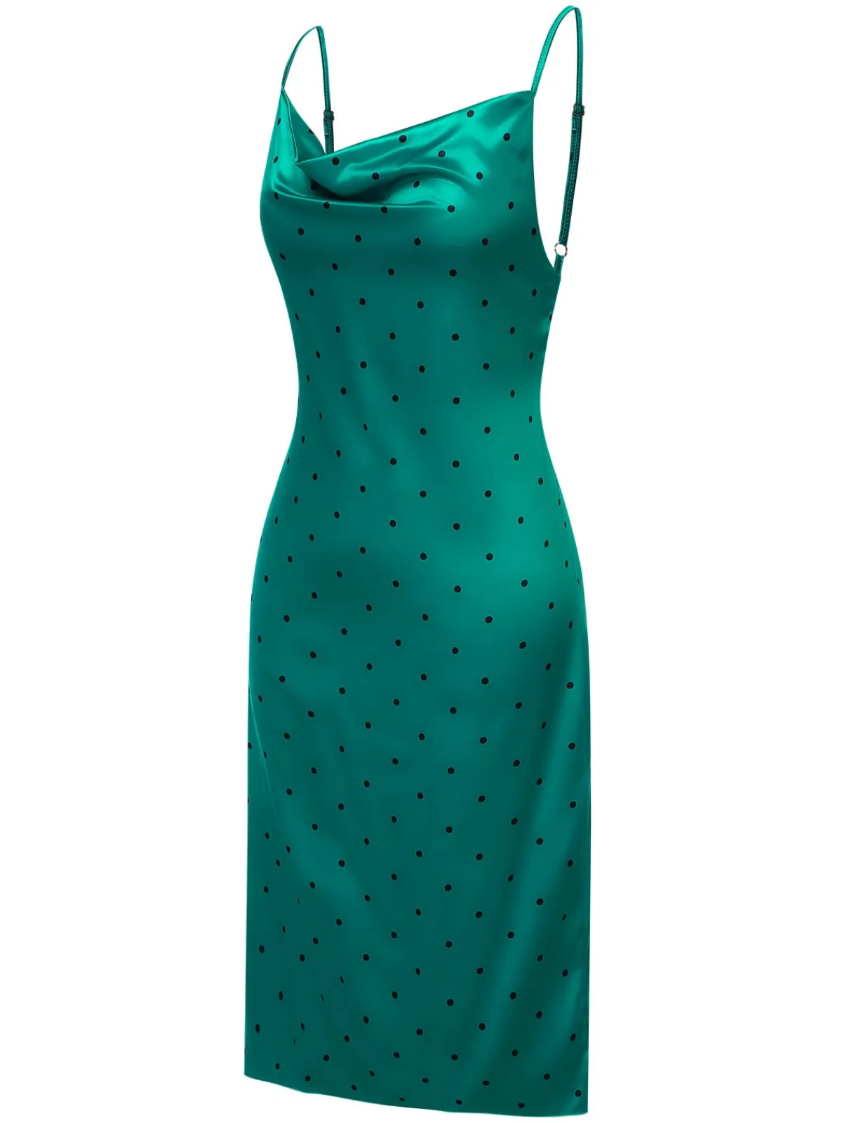 Outlet Retro Stage 1930s Polka Dots Spaghetti Straps Satin Nightgown