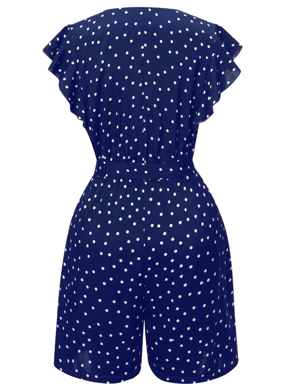 Online Retro Stage 1950s Polka Dots V-Neck Belted Romper