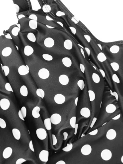 Best Retro Stage 1940s Polka Dots Wrinkle Strap Swimsuit
