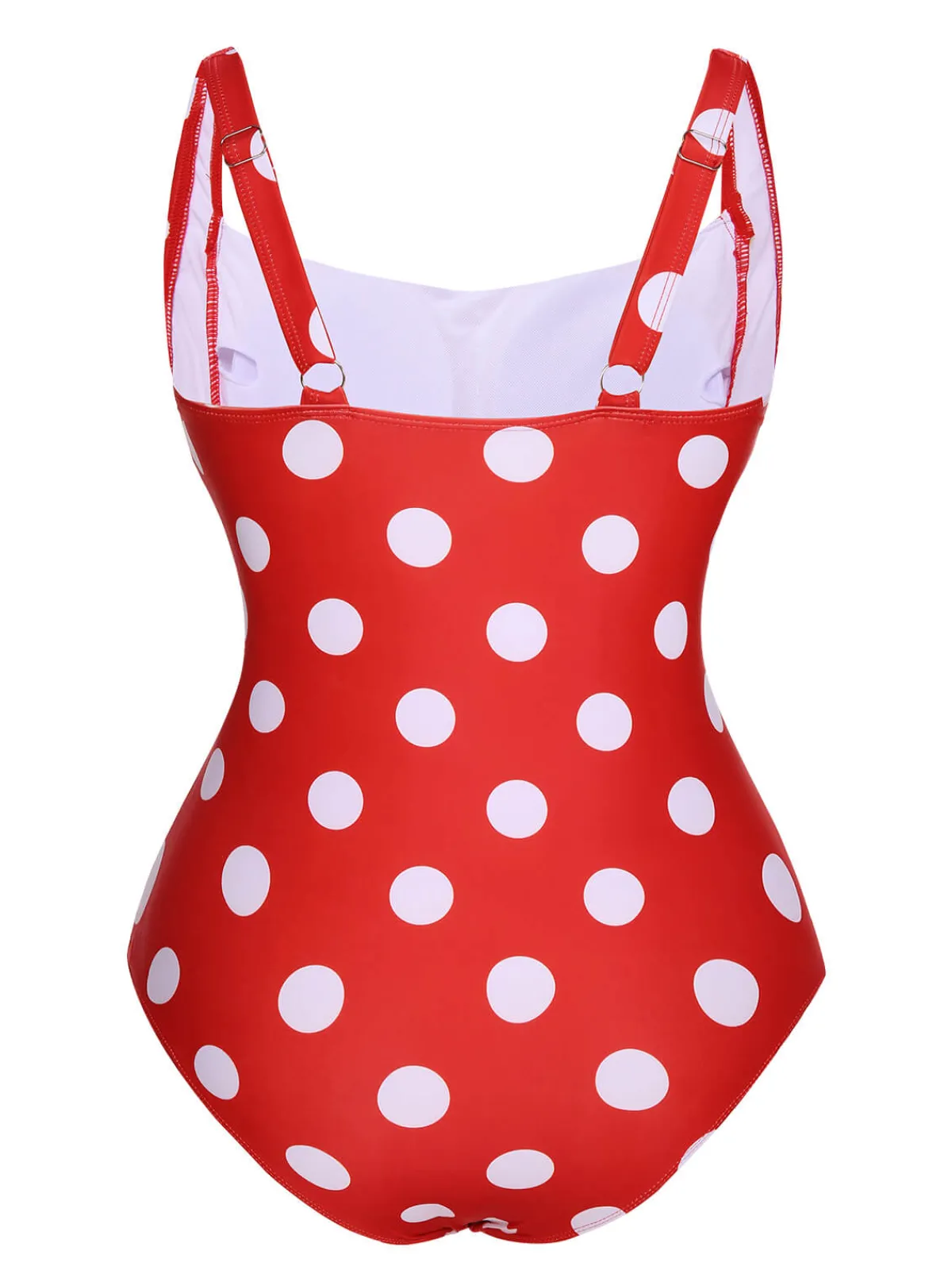 Best Retro Stage 1940s Polka Dots Wrinkle Strap Swimsuit