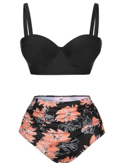 Hot Retro Stage 1960s Print Spaghetti Strap Swimsuit