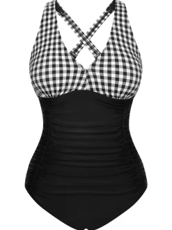 Fashion Retro Stage 1950s Printed One-Piece Swimsuit