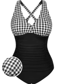 Fashion Retro Stage 1950s Printed One-Piece Swimsuit