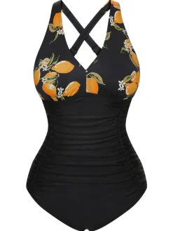 Fashion Retro Stage 1950s Printed One-Piece Swimsuit