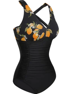 Fashion Retro Stage 1950s Printed One-Piece Swimsuit