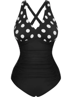 Fashion Retro Stage 1950s Printed One-Piece Swimsuit