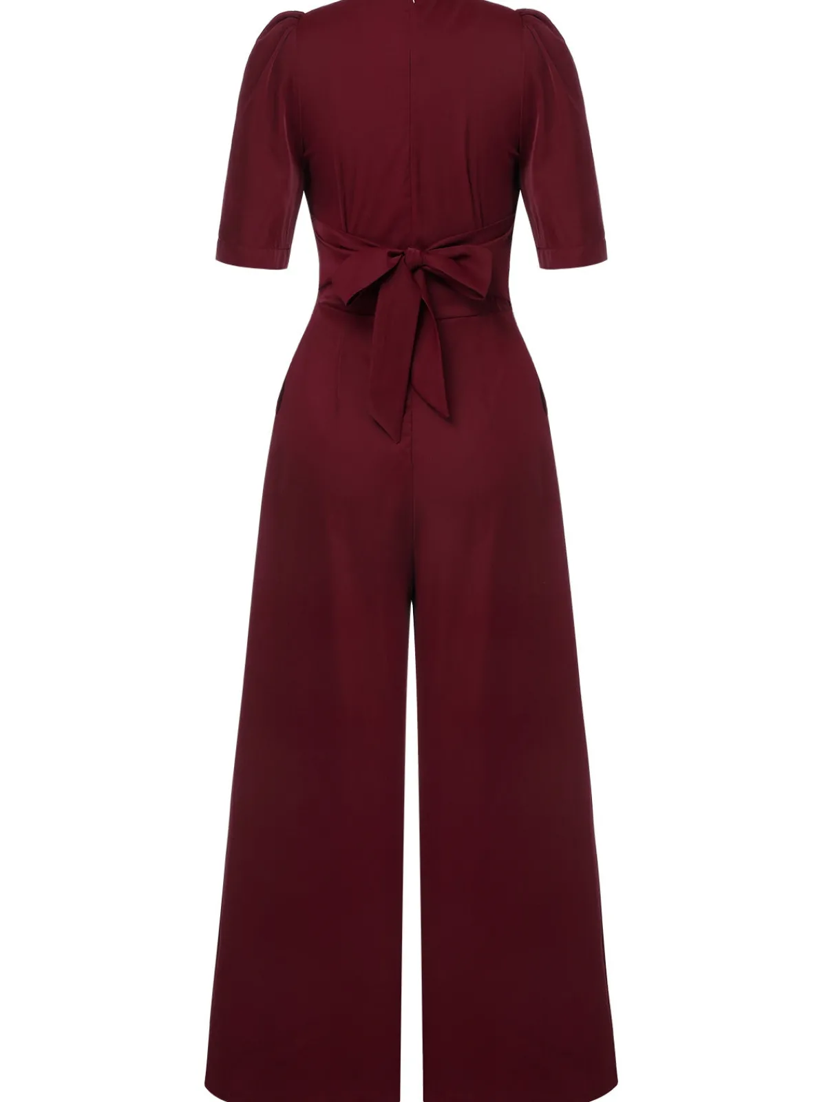 Outlet Retro Stage 1930s Puff Short Sleeve Wide Leg Jumpsuit