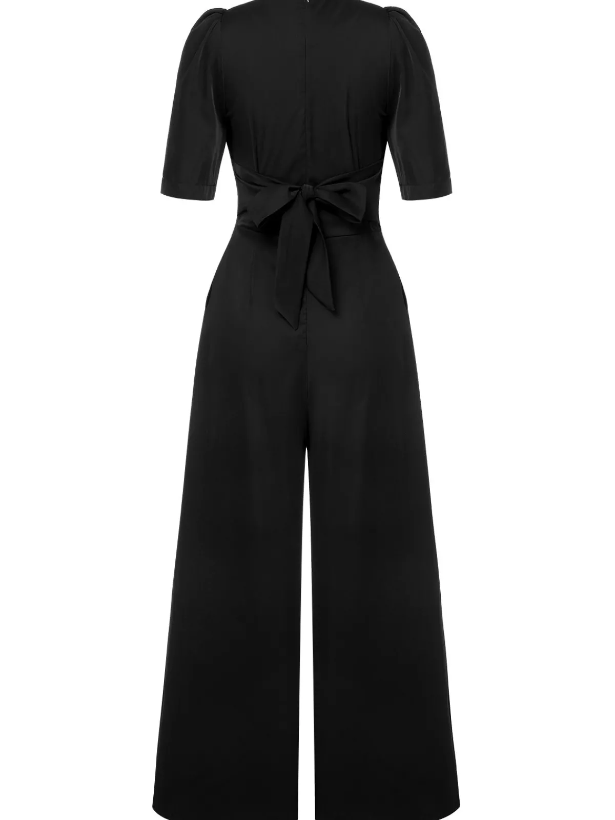 Outlet Retro Stage 1930s Puff Short Sleeve Wide Leg Jumpsuit