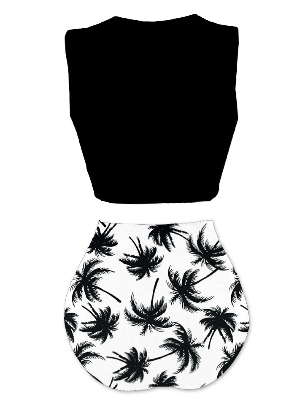 Discount Retro Stage 1980s Punk Waist Tie Skeleton Beach Print Bikini Set Black