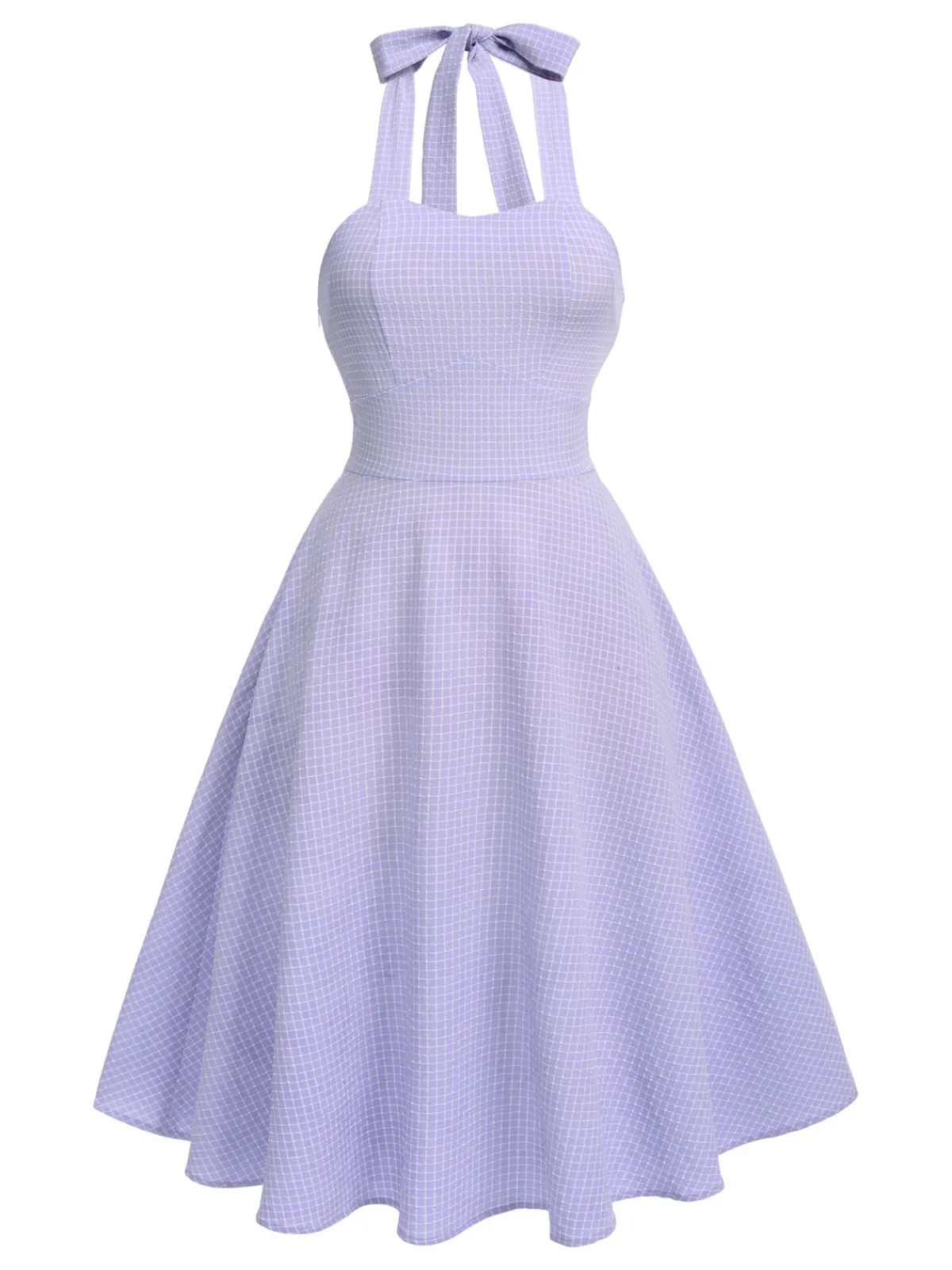 Discount Retro Stage 1950s Halter Swing Vintage Dress Purple