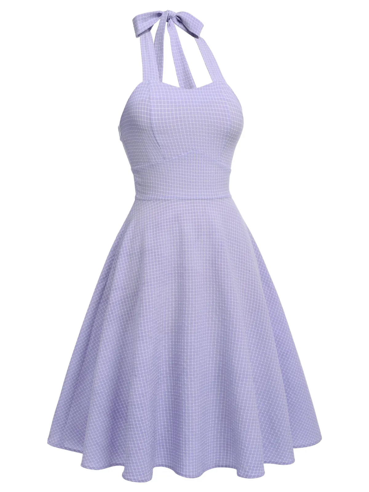 Discount Retro Stage 1950s Halter Swing Vintage Dress Purple