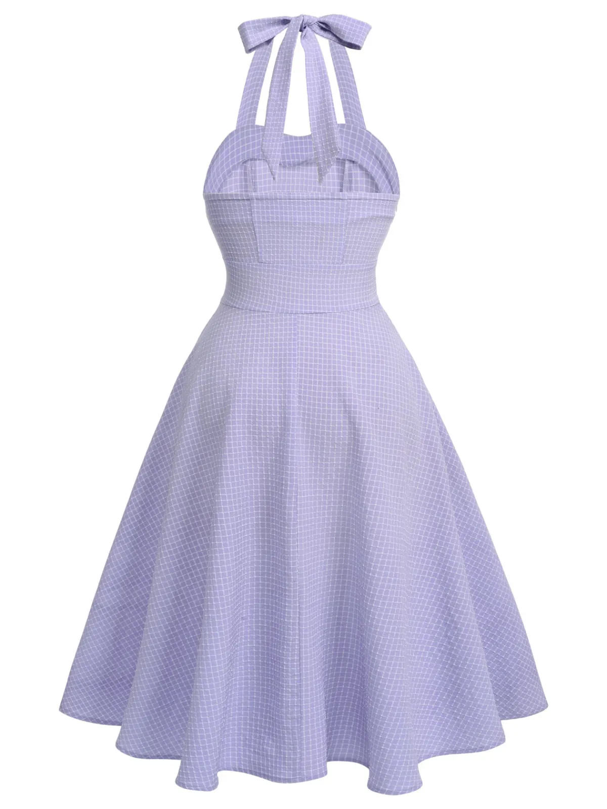 Discount Retro Stage 1950s Halter Swing Vintage Dress Purple