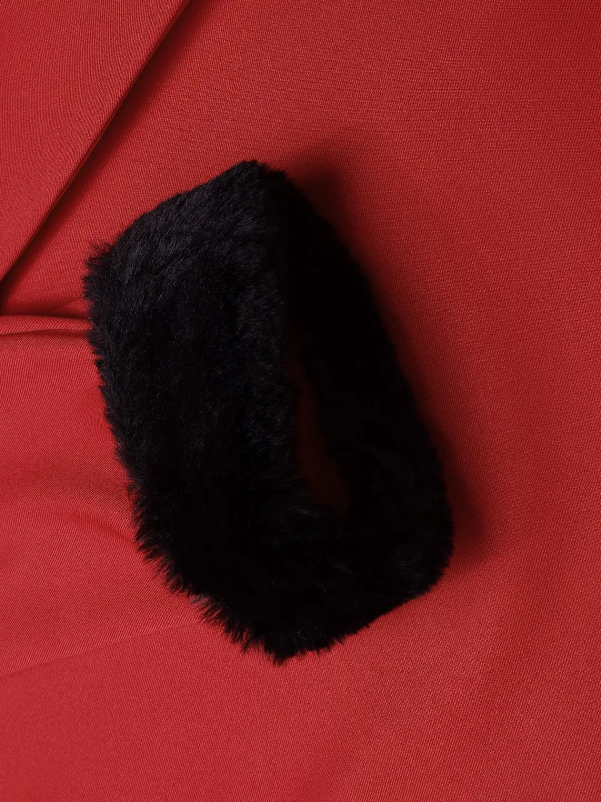 Discount Retro Stage 1950s Red And Black Fur Collar Coat