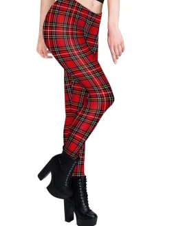New Retro Stage 1960s Plaids Cute Leggings Red