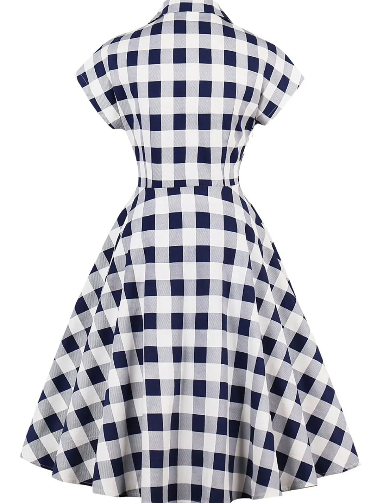 Best Retro Stage 1950s Retro Contrast Short-Sleeved Lapel Dress