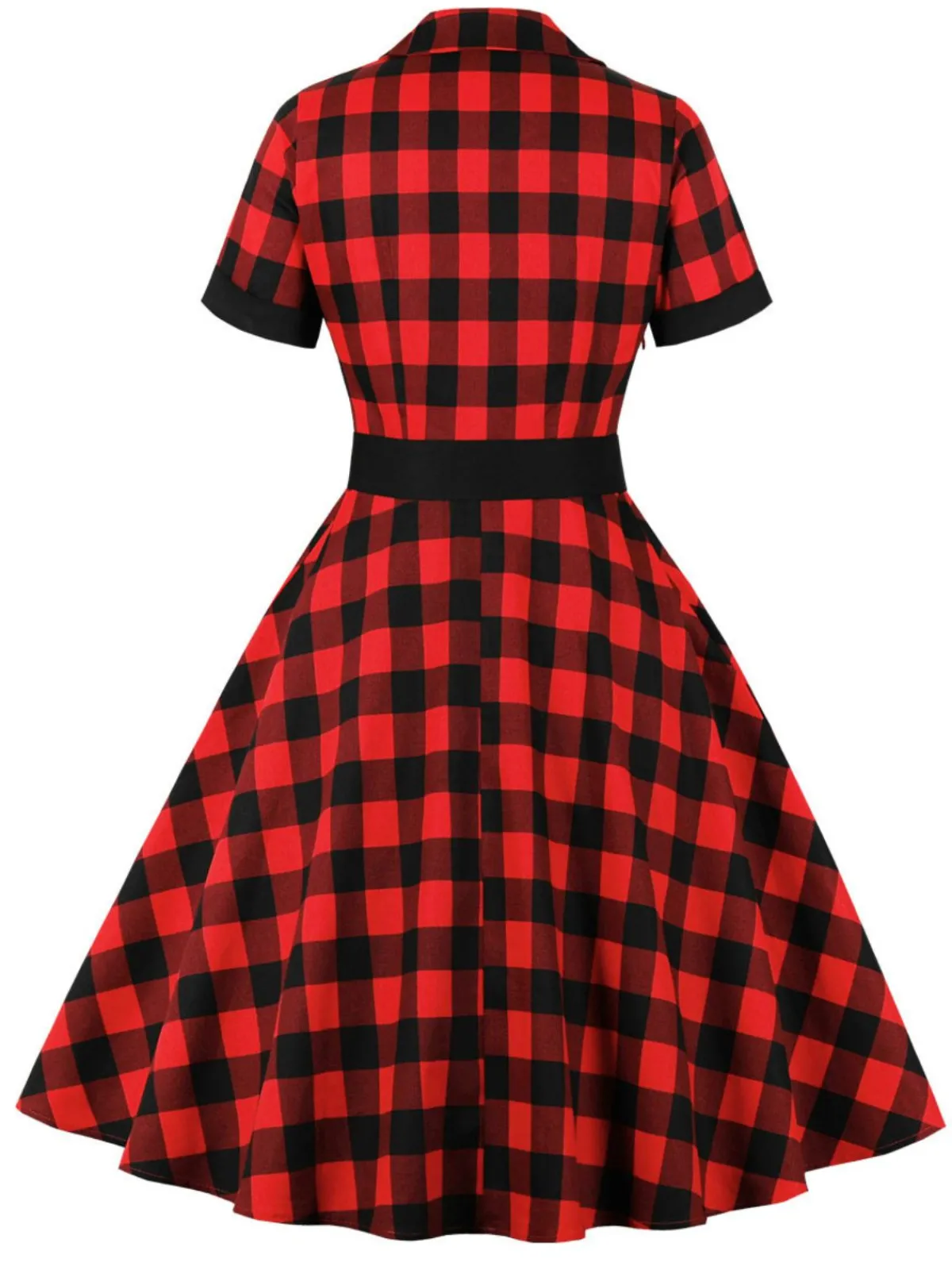Best Retro Stage 1950s Retro Contrast Short-Sleeved Lapel Dress