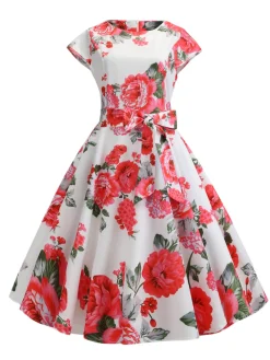 New Retro Stage 1950s Retro Floral Swing Dress