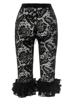 New Retro Stage 1950s Retro Lace Ruffles Capri Pants