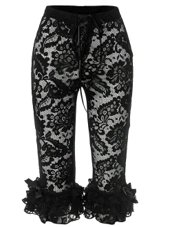 Best Retro Stage 1950s Retro Lace Ruffles Capri Pants